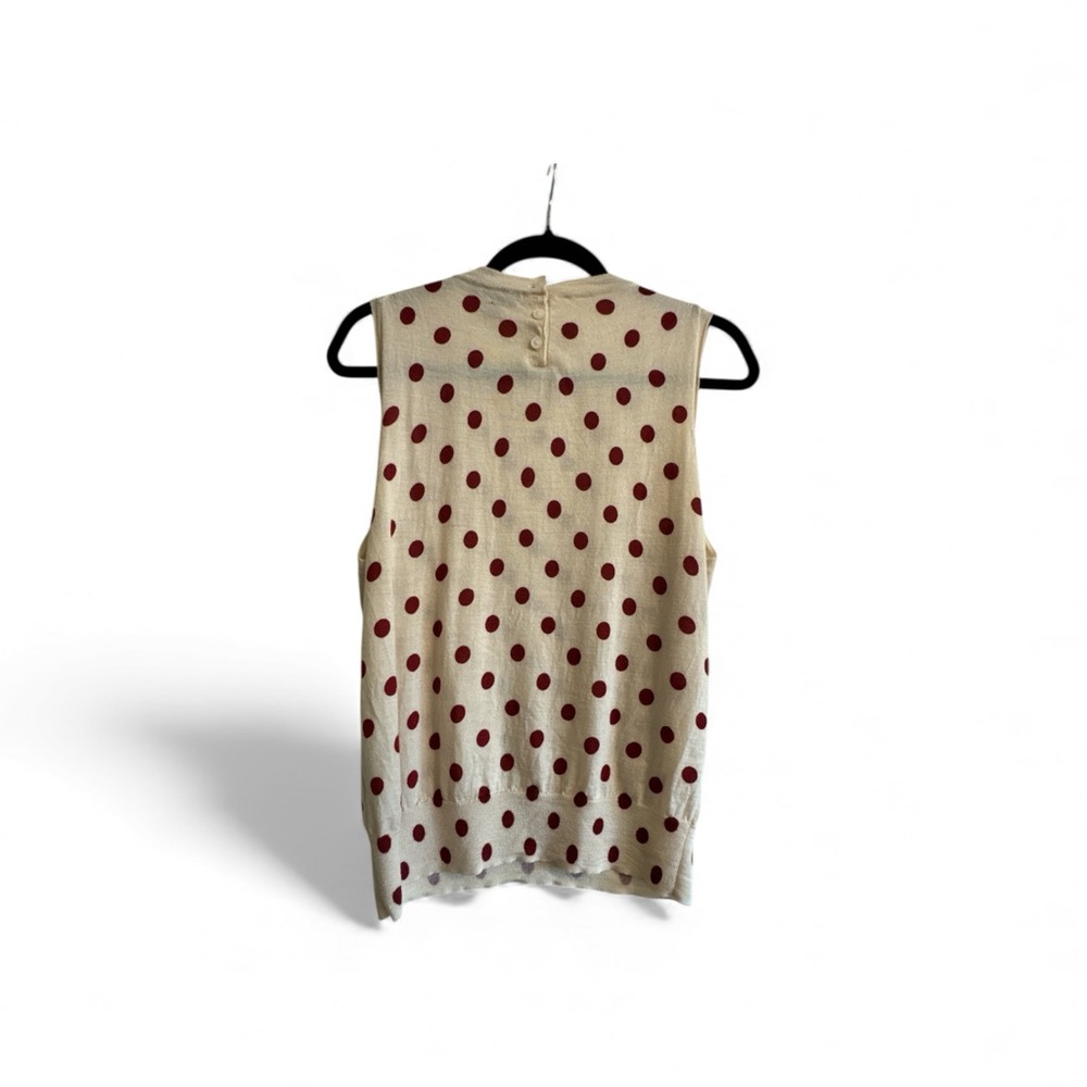 J. Crew Cream Tank Top Vest with Red Sequin Polka Dots 100% Merino Wool Size L - Picture 9 of 14